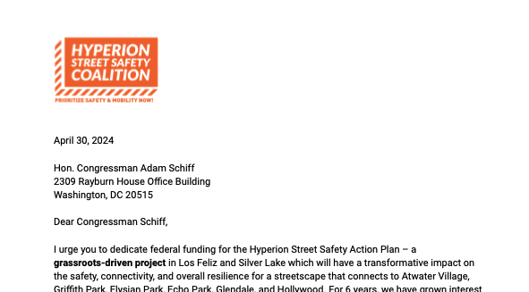 Earmark Request to Congressman Schiff